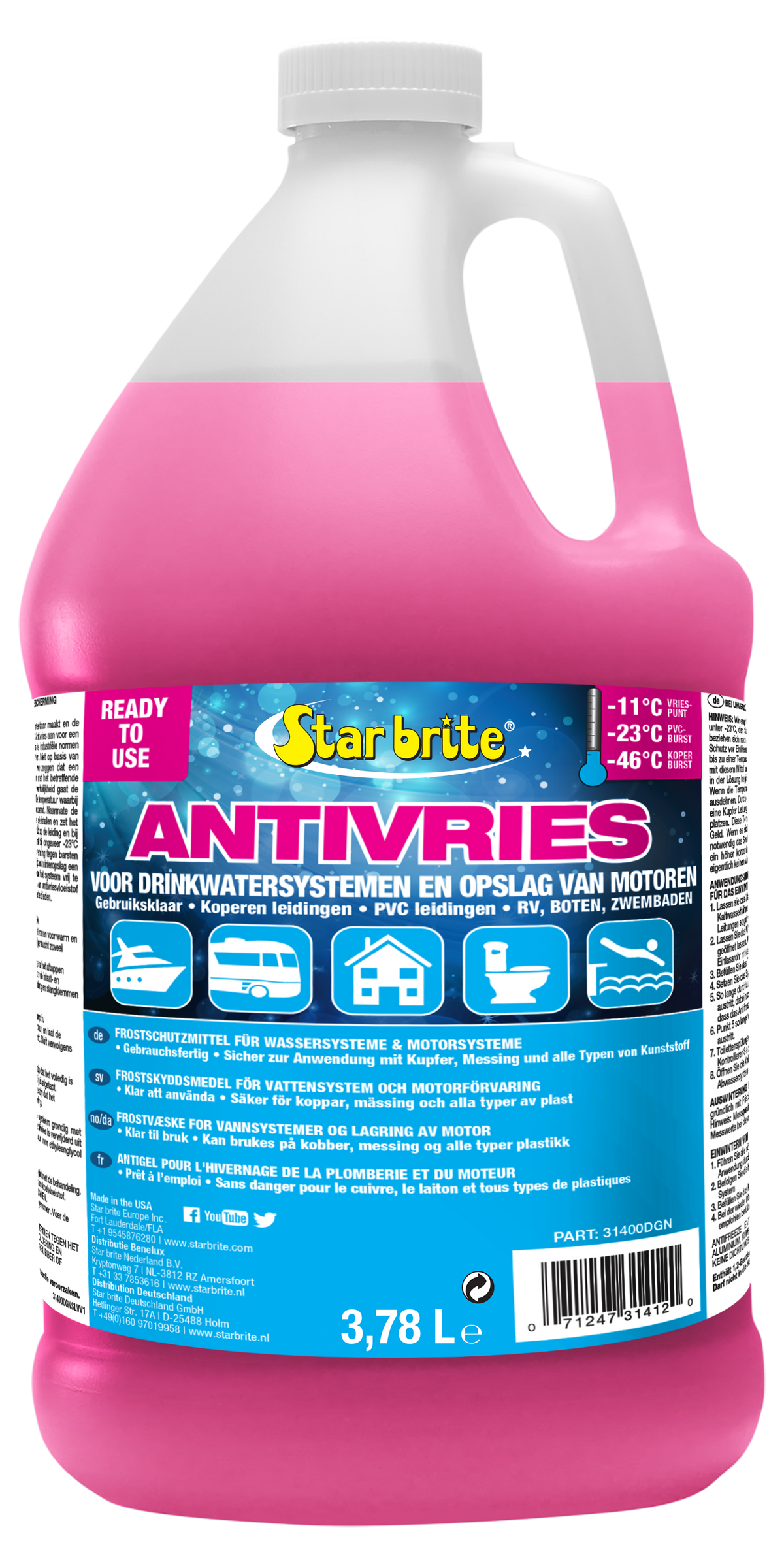 Antivries voor Drinkwatersystemen 3,78ltr