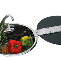 allpa RVS Spoelbak, rond, met gehard glas deksel, 300X180mm incl koudwater kraan