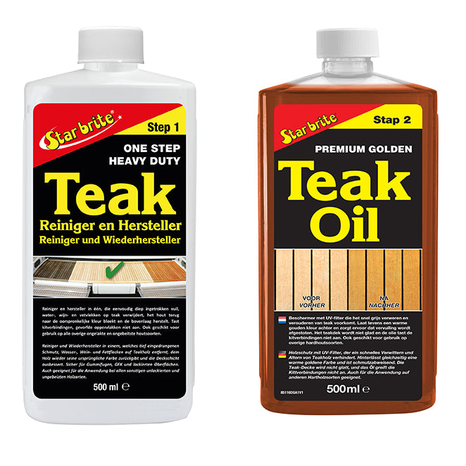 Teak oil met reiniger en hersteller